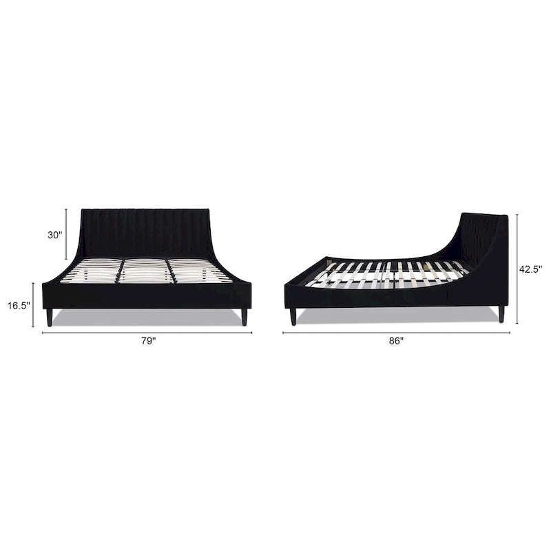 Channel Tufted Wingback Upholstered Platform Bed