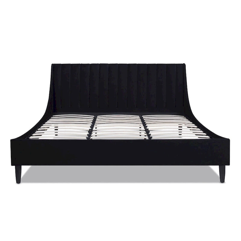 Channel Tufted Wingback Upholstered Platform Bed