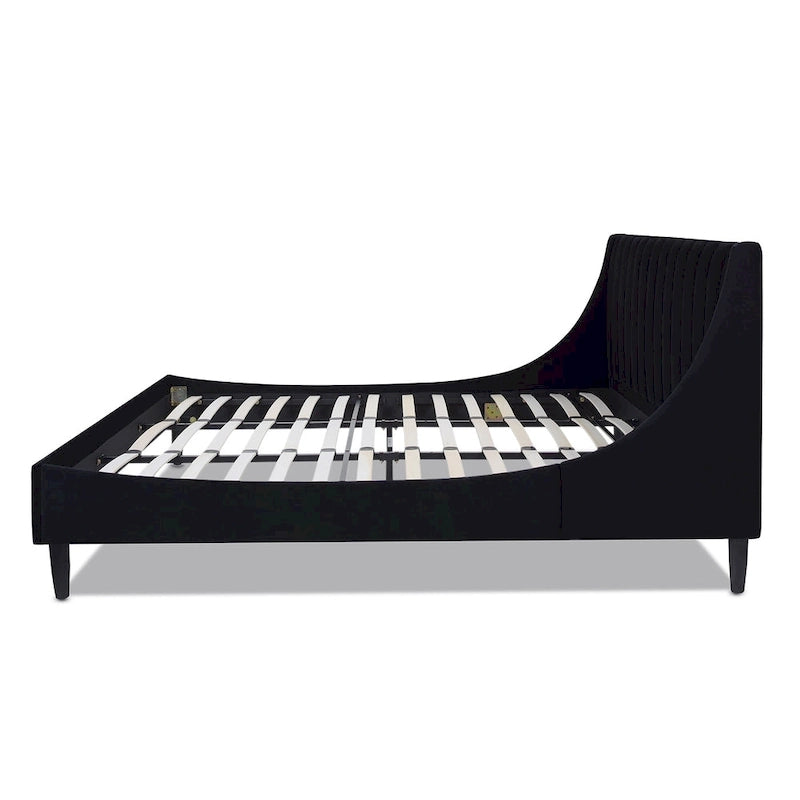 Channel Tufted Wingback Upholstered Platform Bed