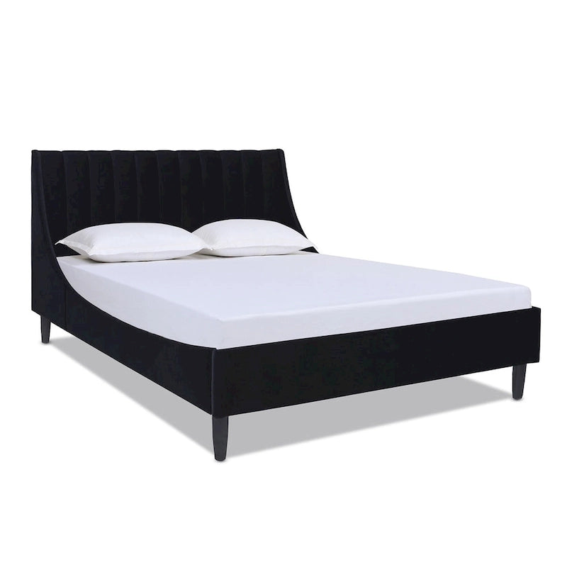 Channel Tufted Wingback Upholstered Platform Bed