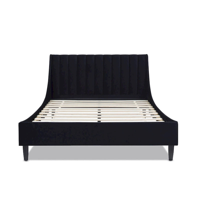 Channel Tufted Wingback Upholstered Platform Bed