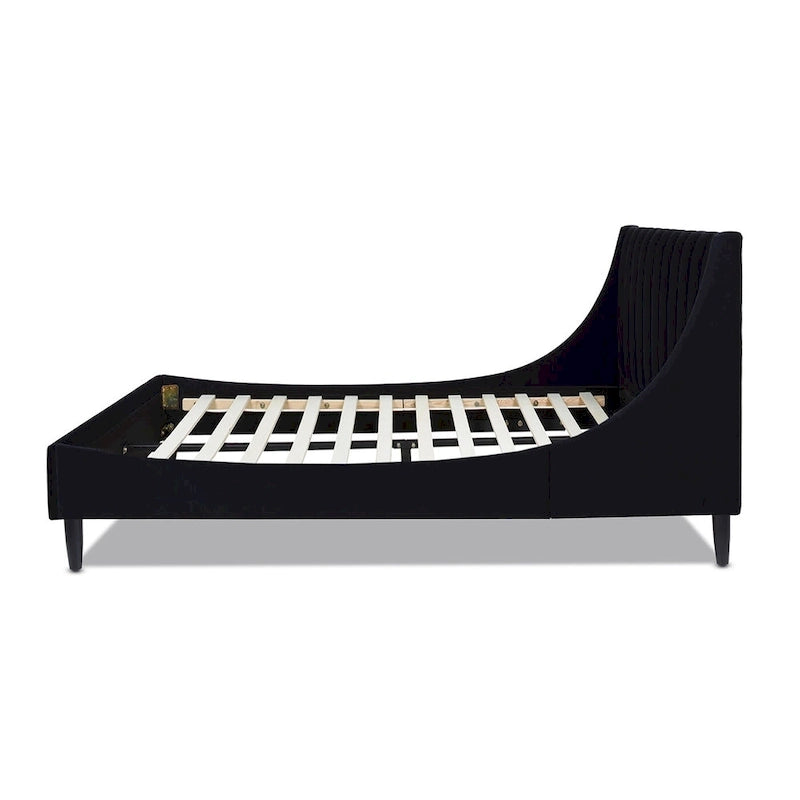 Channel Tufted Wingback Upholstered Platform Bed