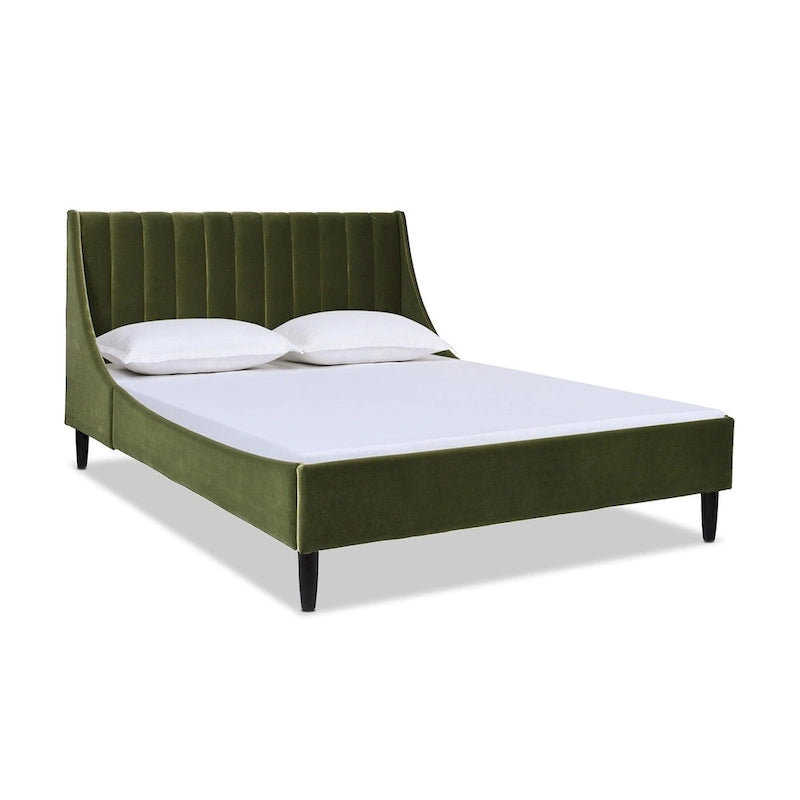 Channel Tufted Wingback Upholstered Platform Bed