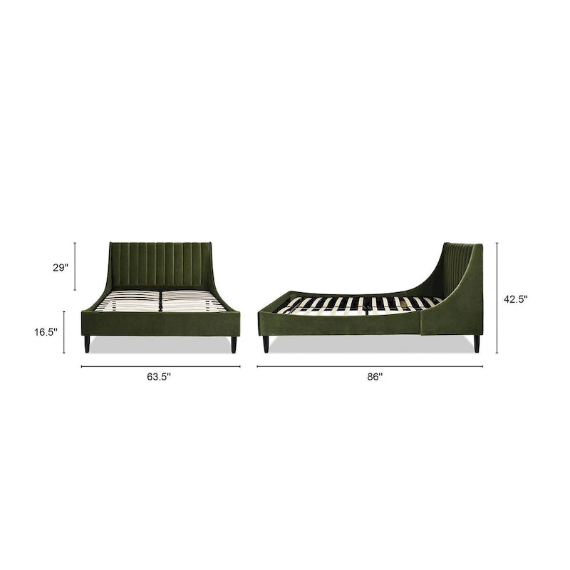 Channel Tufted Wingback Upholstered Platform Bed