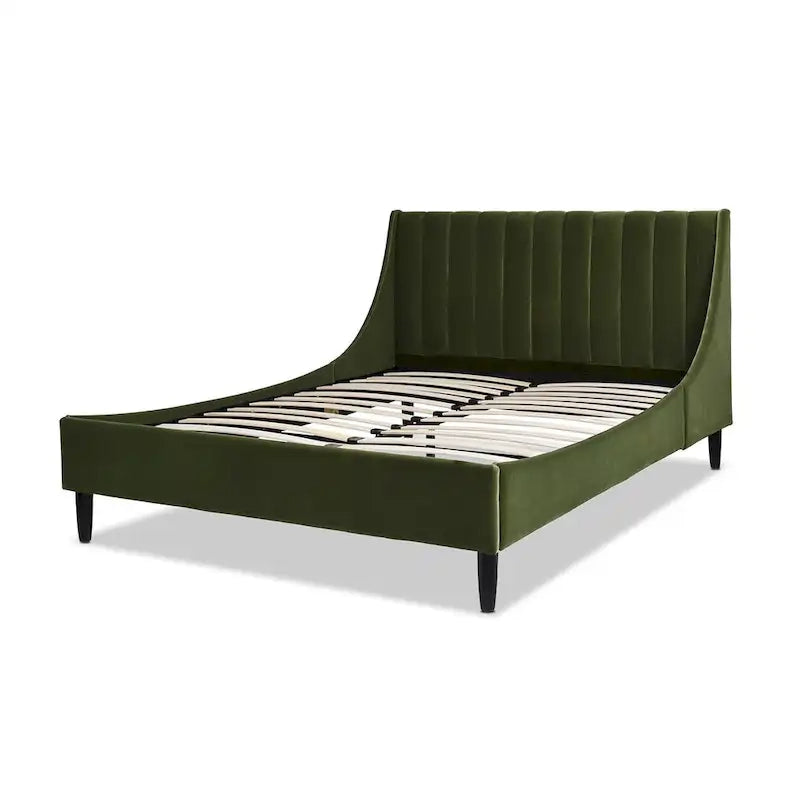 Channel Tufted Wingback Upholstered Platform Bed