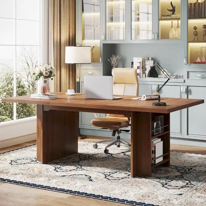 63" Executive Desk with Side Storage Shelves