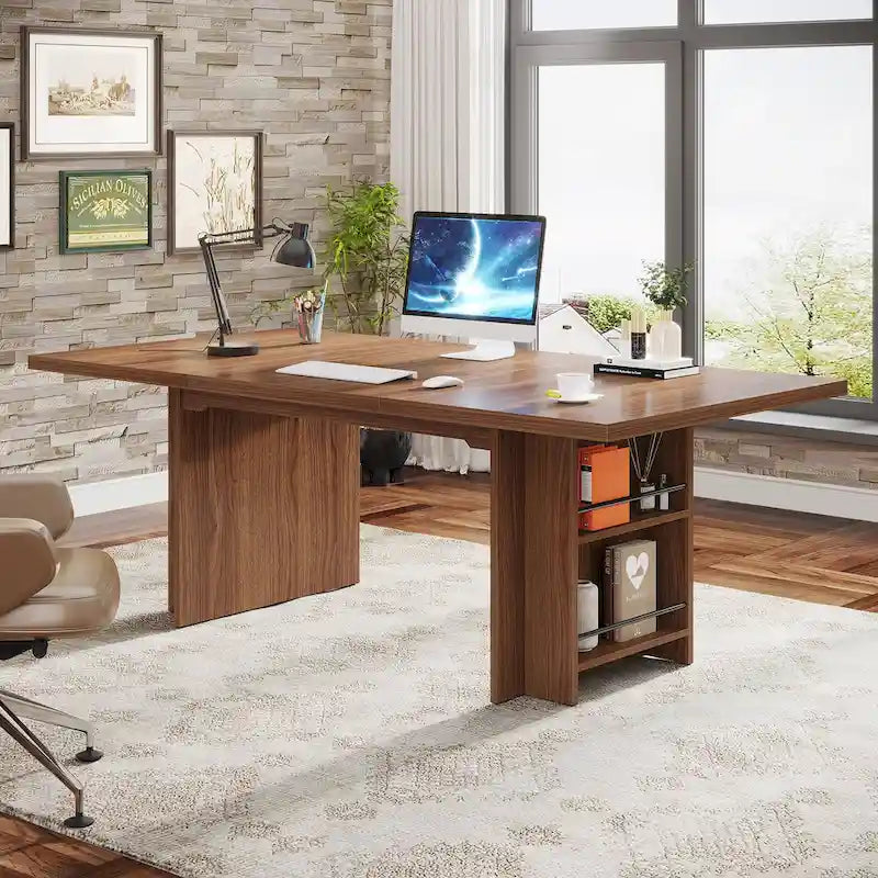 63" Executive Desk with Side Storage Shelves