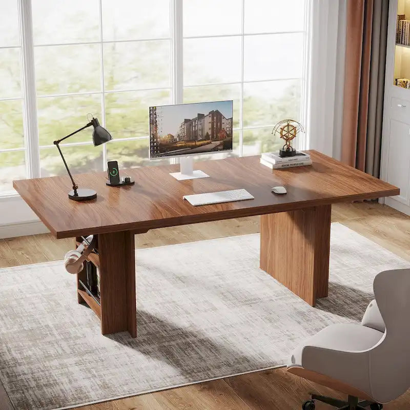 63" Executive Desk with Side Storage Shelves