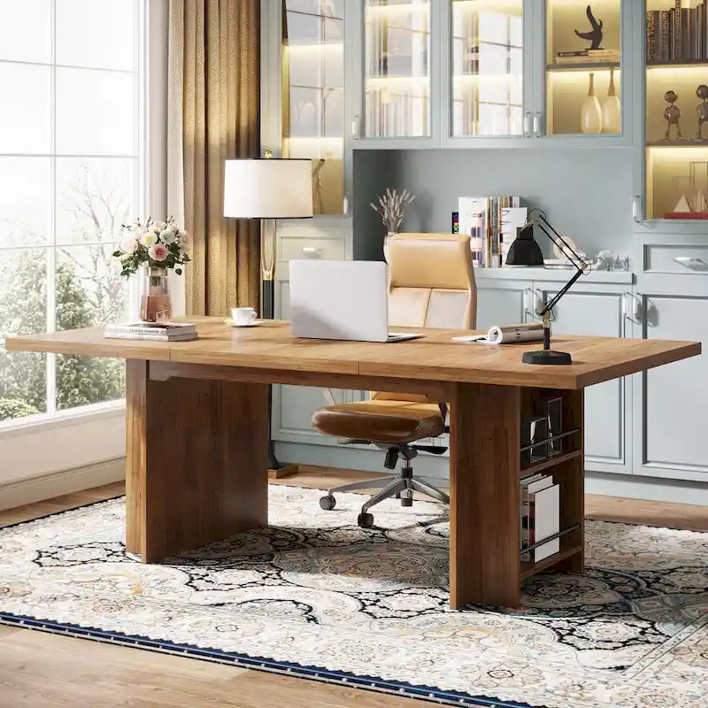 63" Executive Desk with Side Storage Shelves