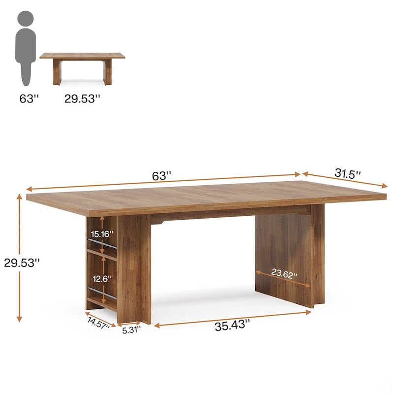 63" Executive Desk with Side Storage Shelves