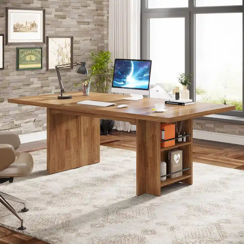 63" Executive Desk with Side Storage Shelves