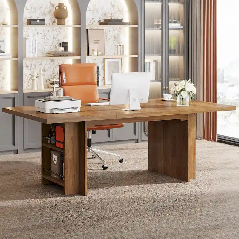 63" Executive Desk with Side Storage Shelves
