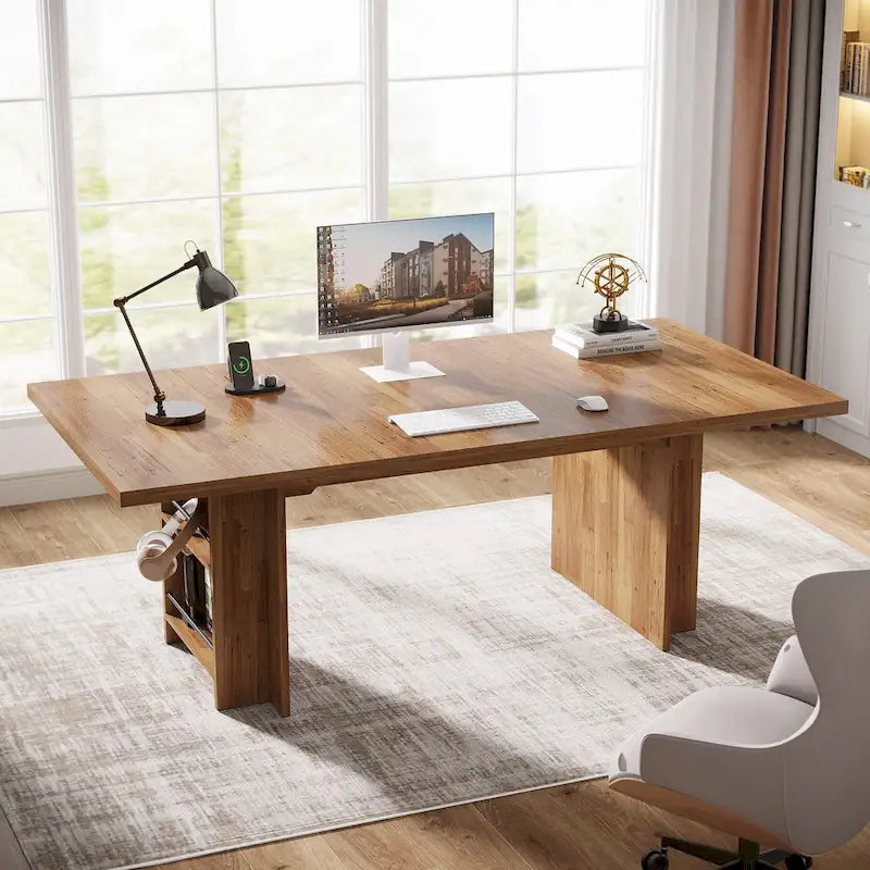 63" Executive Desk with Side Storage Shelves