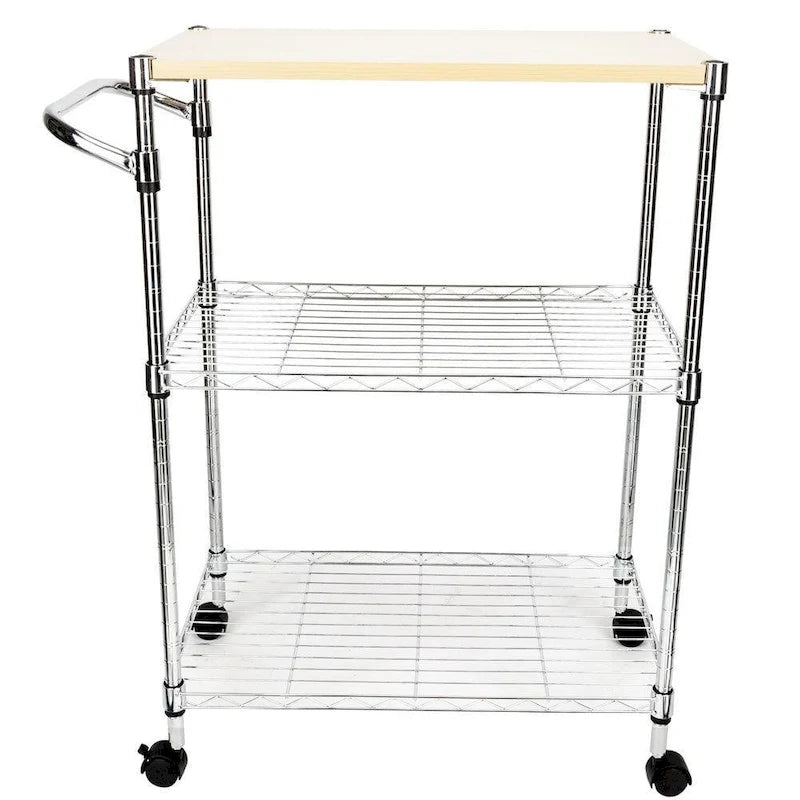 3-Tier Rolling Kitchen Cart with Removable Cutting Board Top