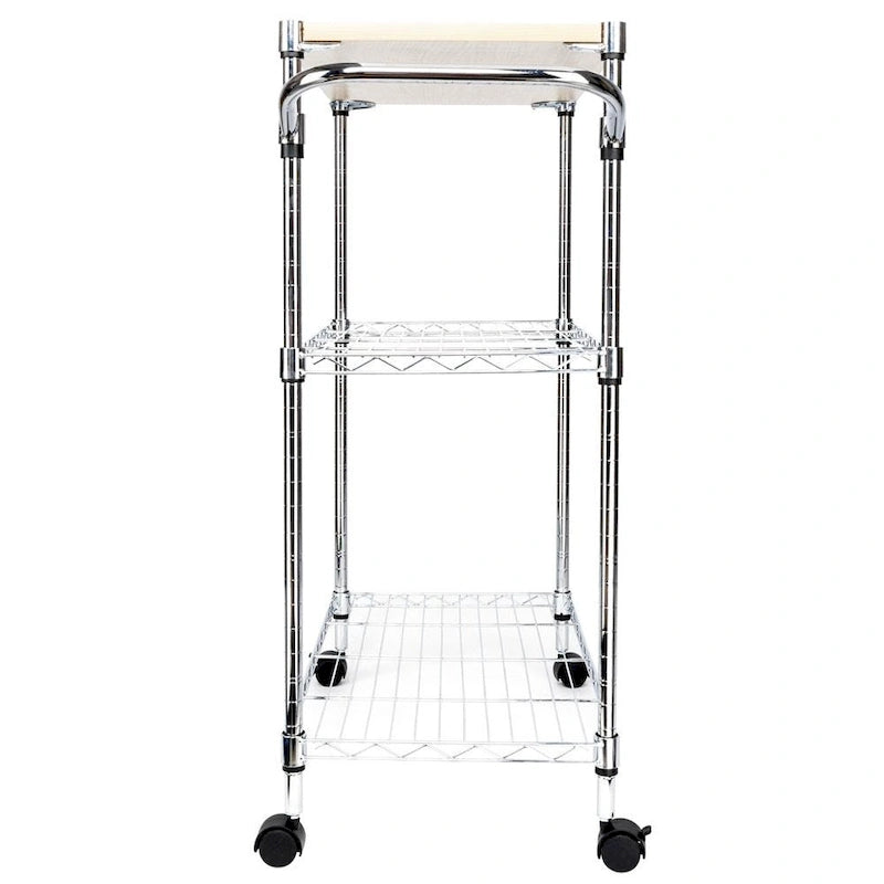3-Tier Rolling Kitchen Cart with Removable Cutting Board Top