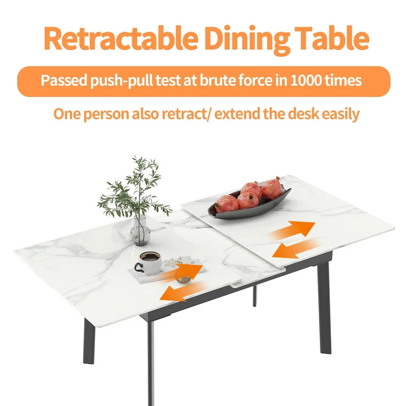 Extendable Sintered Stone Dining Table, Seats 4–6