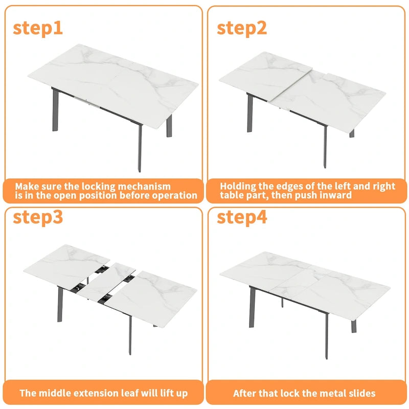 Extendable Sintered Stone Dining Table, Seats 4–6