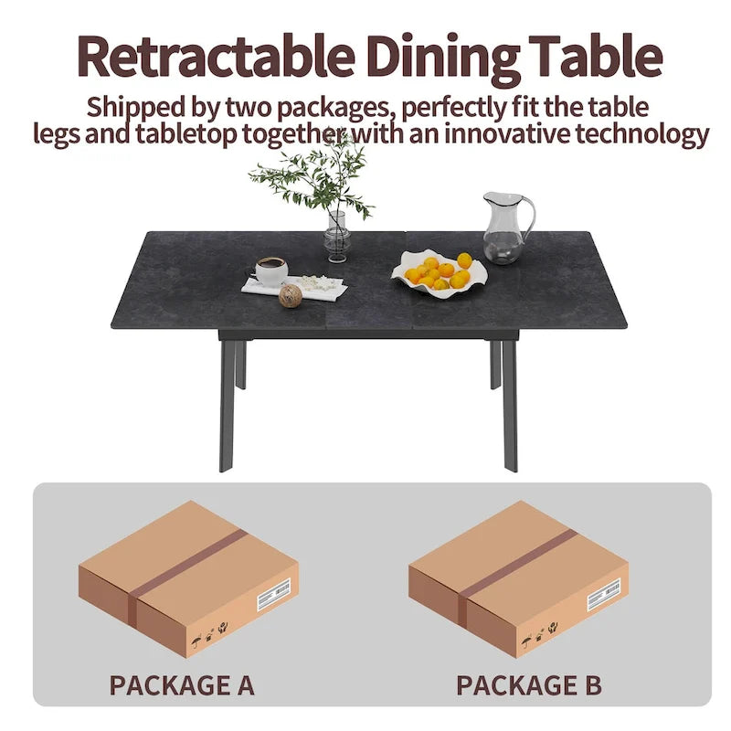 Extendable Sintered Stone Dining Table, Seats 4–6