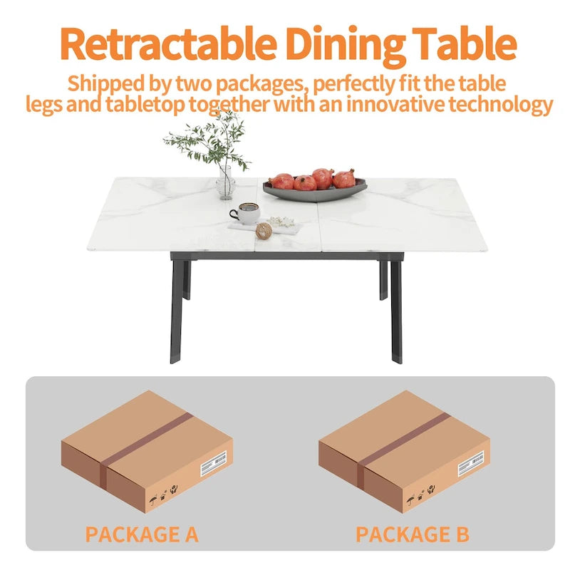 Extendable Sintered Stone Dining Table, Seats 4–6