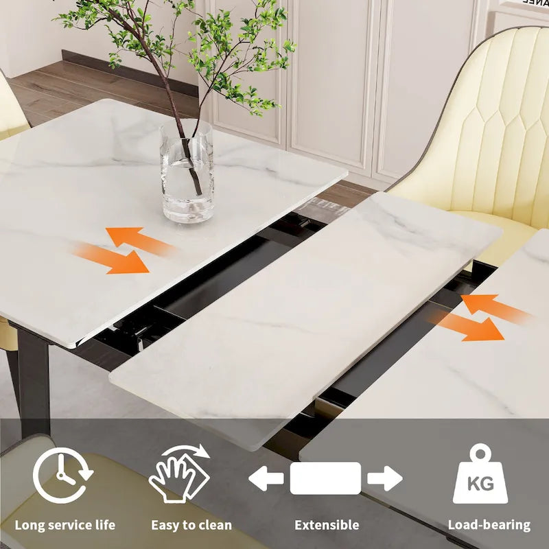 Extendable Sintered Stone Dining Table, Seats 4–6
