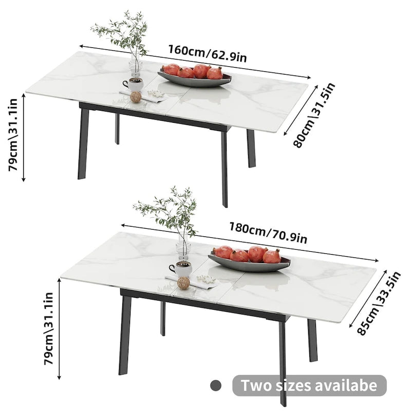 Extendable Sintered Stone Dining Table, Seats 4–6