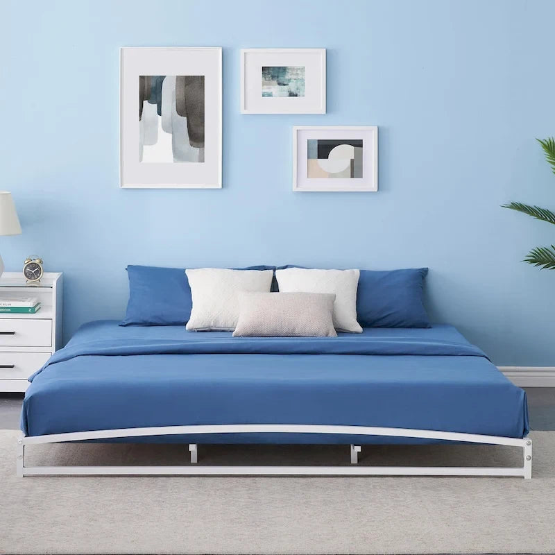 Low Profile Metal Platform Bed Frame with Arch Headboard & Footboard