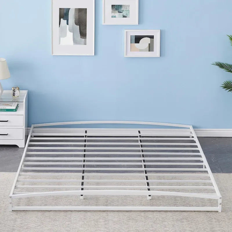 Low Profile Metal Platform Bed Frame with Arch Headboard & Footboard