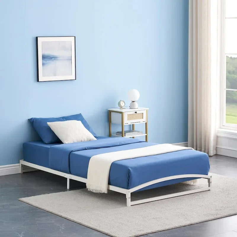 Low Profile Metal Platform Bed Frame with Arch Headboard & Footboard