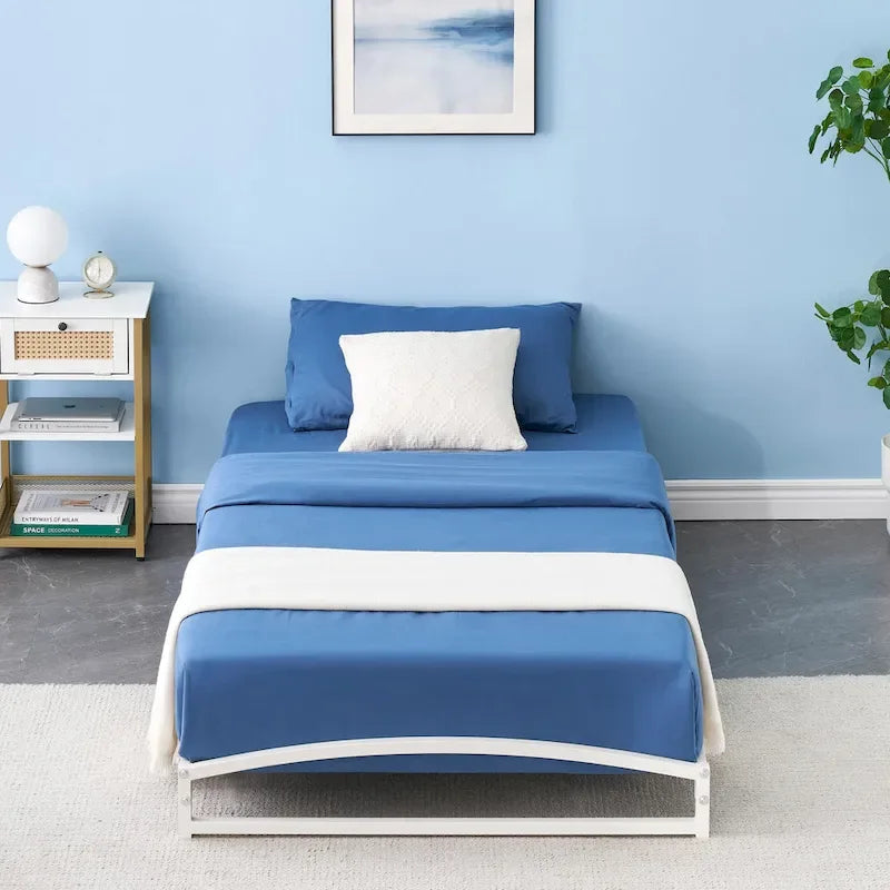 Low Profile Metal Platform Bed Frame with Arch Headboard & Footboard