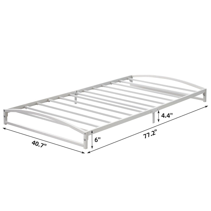 Low Profile Metal Platform Bed Frame with Arch Headboard & Footboard