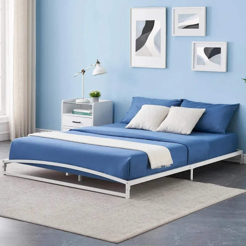 Low Profile Metal Platform Bed Frame with Arch Headboard & Footboard