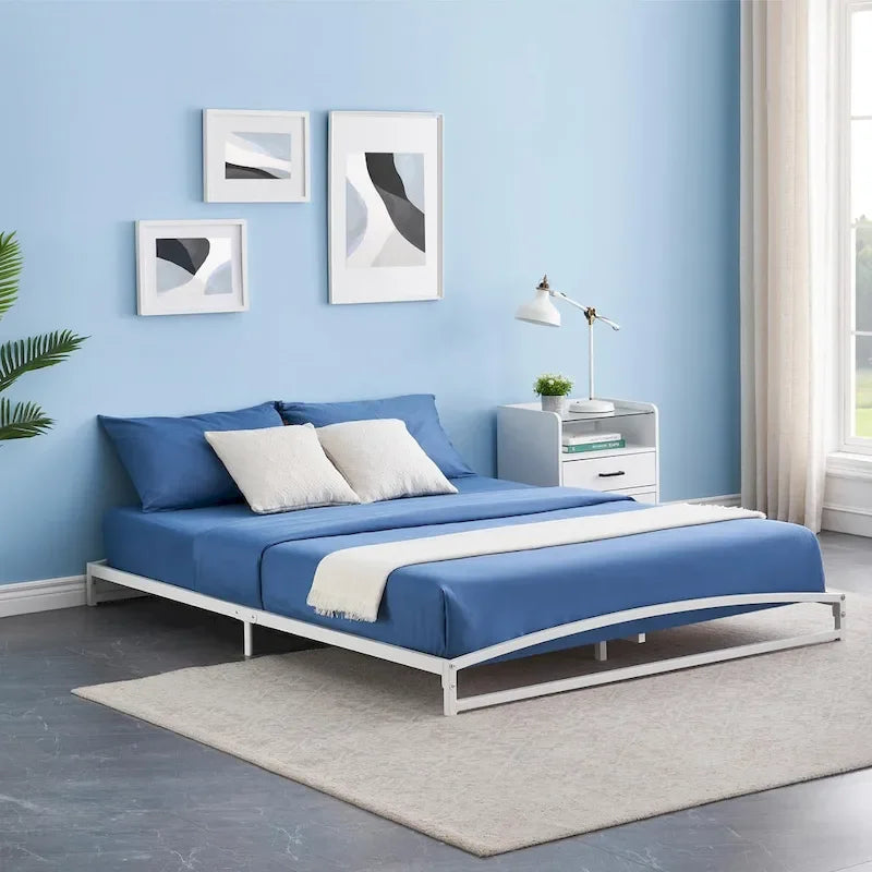 Low Profile Metal Platform Bed Frame with Arch Headboard & Footboard