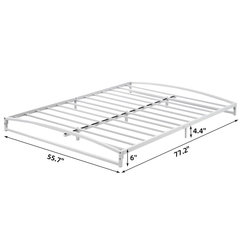 Low Profile Metal Platform Bed Frame with Arch Headboard & Footboard