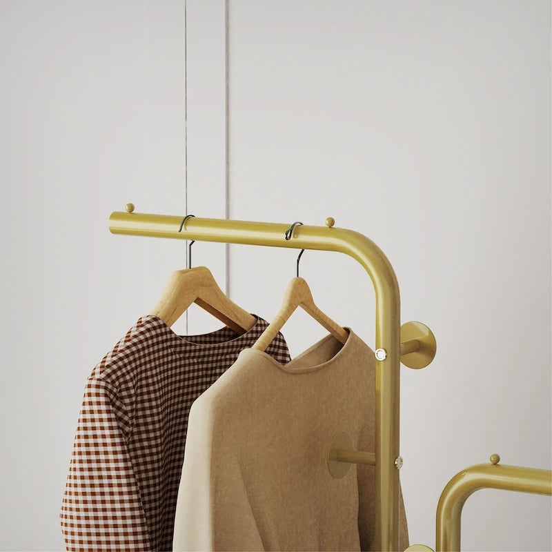 Gold & White Coat Rack with Granite Base