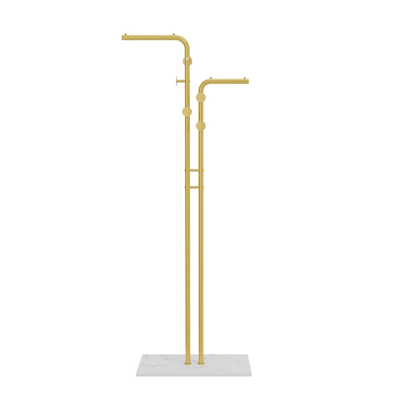 Gold & White Coat Rack with Granite Base