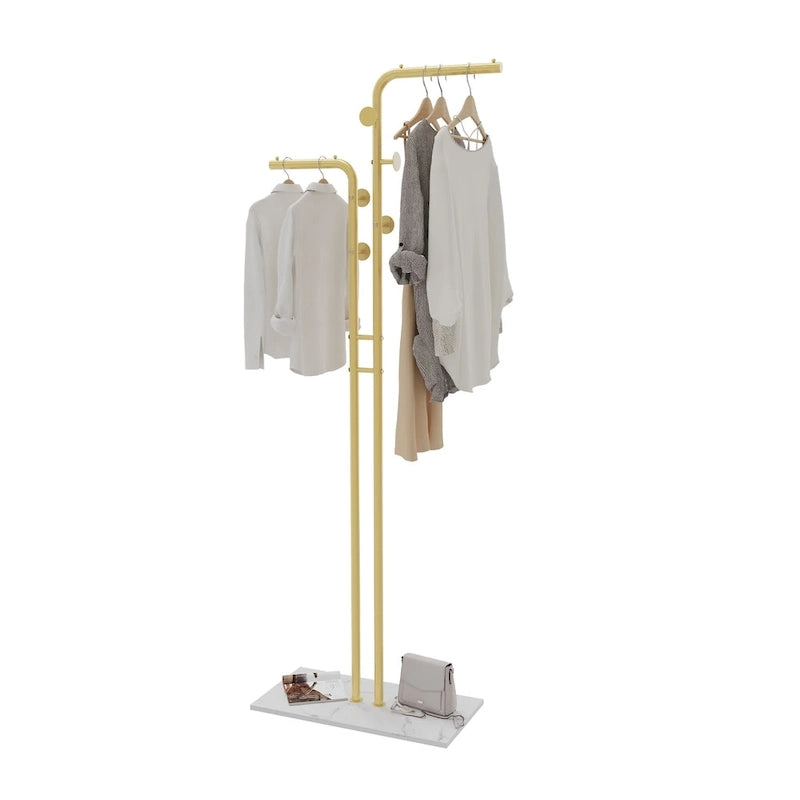 Gold & White Coat Rack with Granite Base