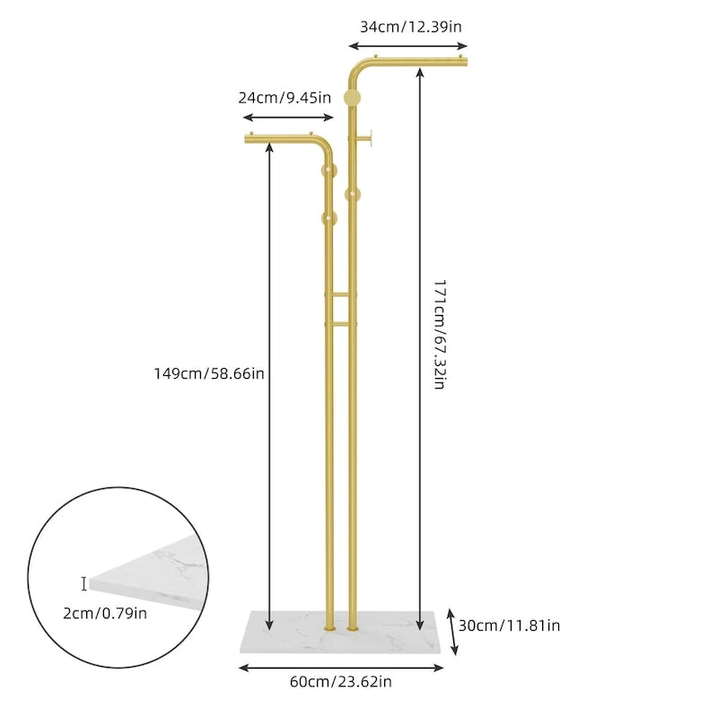 Gold & White Coat Rack with Granite Base