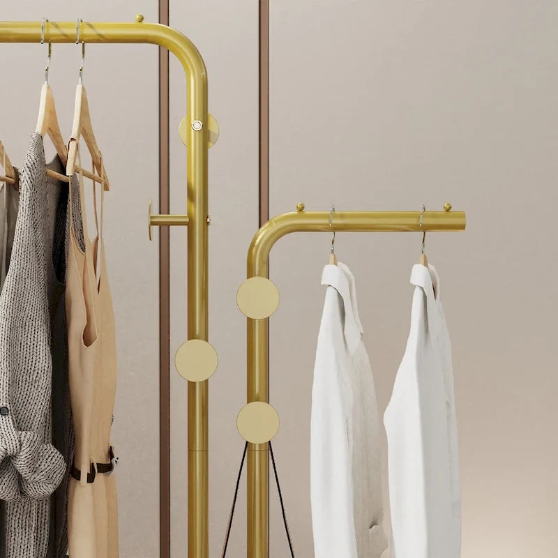 Gold & White Coat Rack with Granite Base