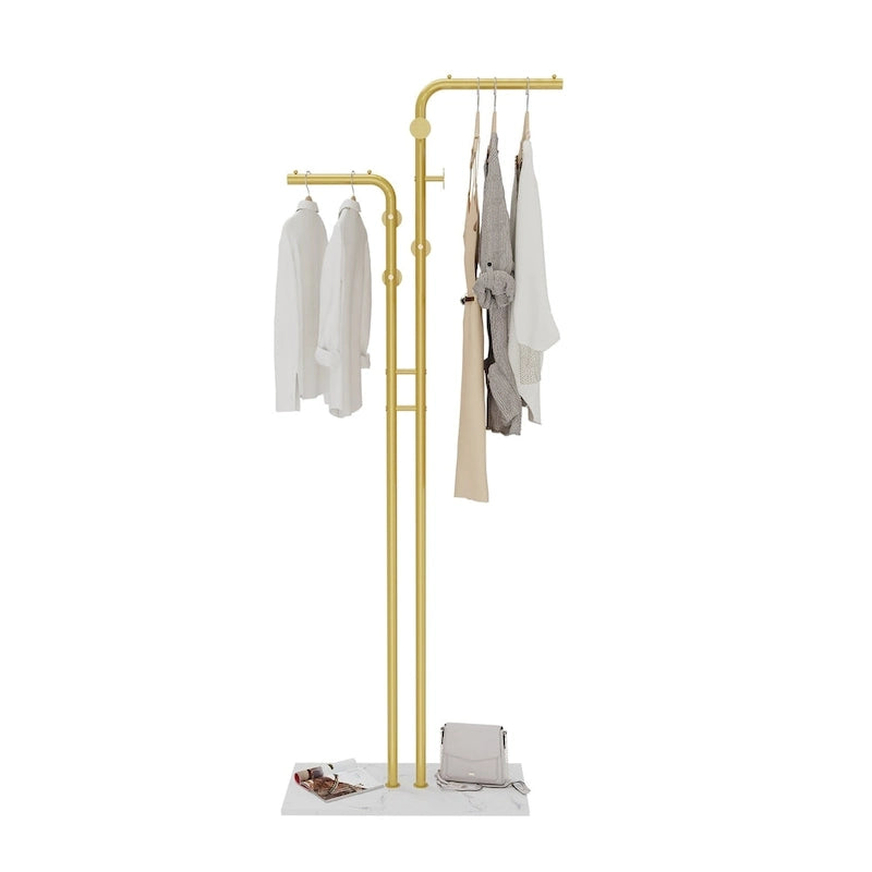 Gold & White Coat Rack with Granite Base