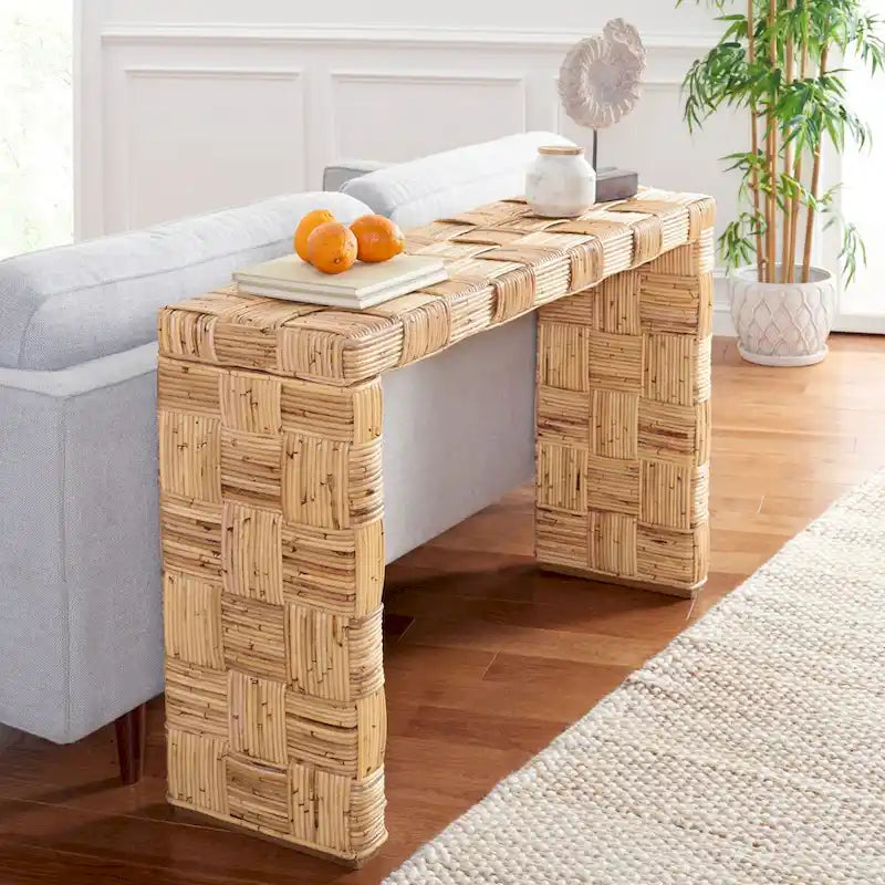 Rattan Woven Console Table