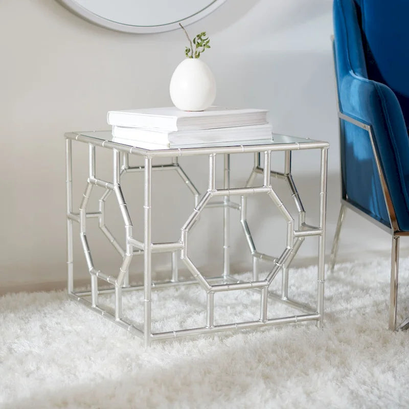 Silver Mirror Top Accent Table