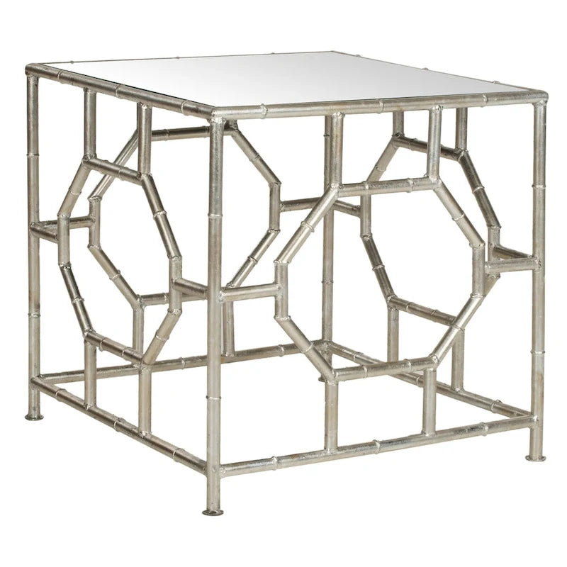 Silver Mirror Top Accent Table