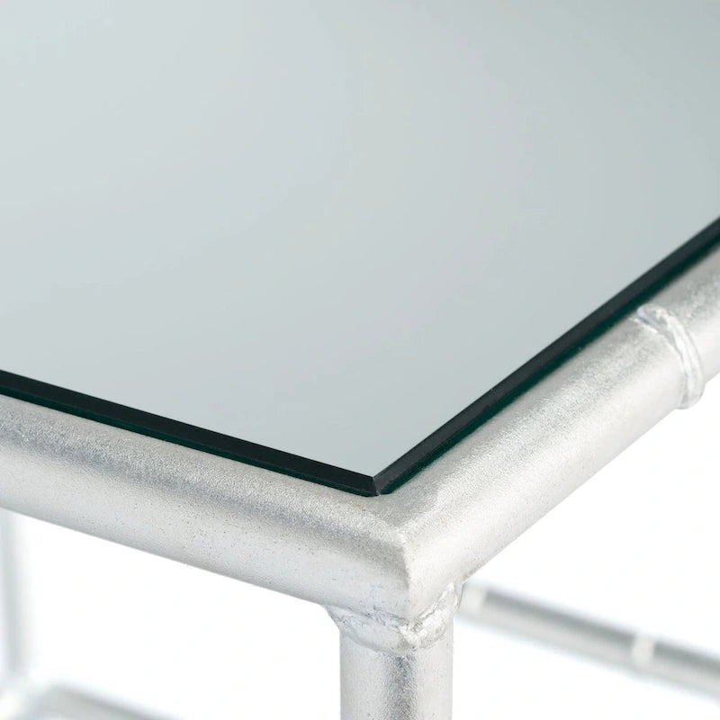 Silver Mirror Top Accent Table