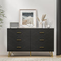 6-Drawer Fluted Dresser with Gold Handles & Anti-Tip Safety Device