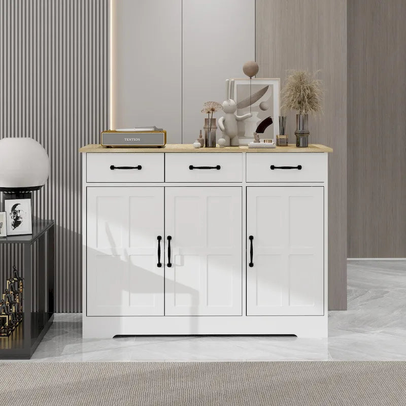 Farmhouse Sideboard Buffet Cabinet with 3 Drawers & 3 Doors