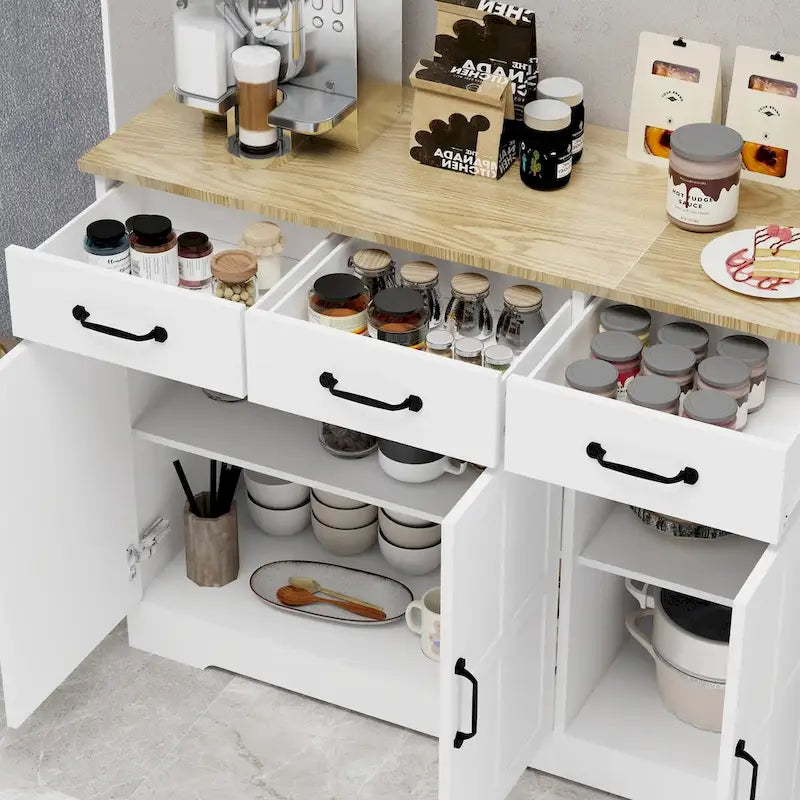 Farmhouse Sideboard Buffet Cabinet with 3 Drawers & 3 Doors
