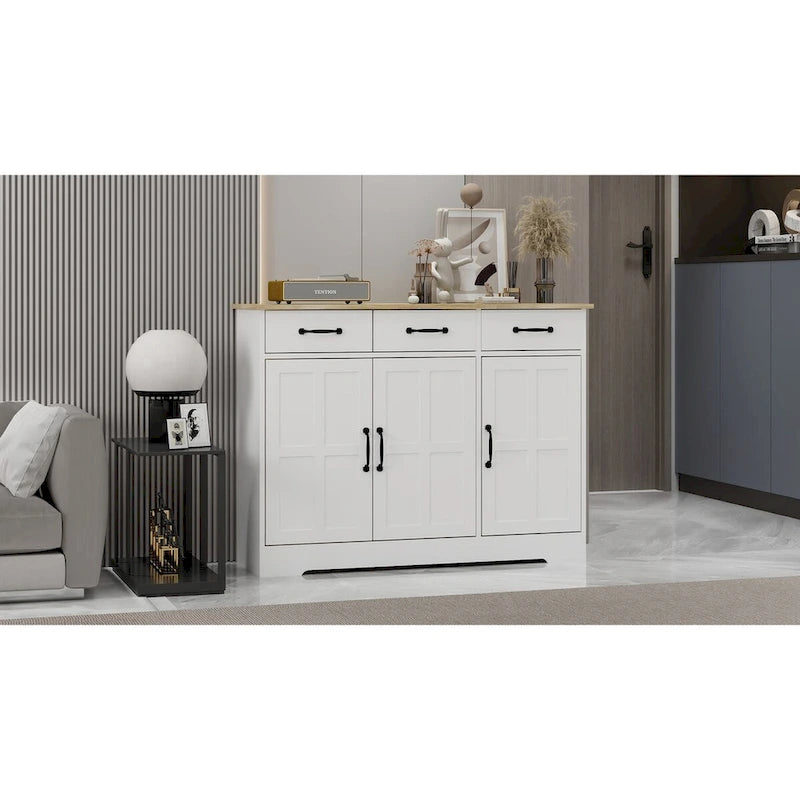 Farmhouse Sideboard Buffet Cabinet with 3 Drawers & 3 Doors