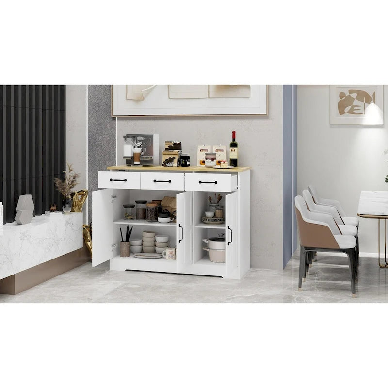 Farmhouse Sideboard Buffet Cabinet with 3 Drawers & 3 Doors