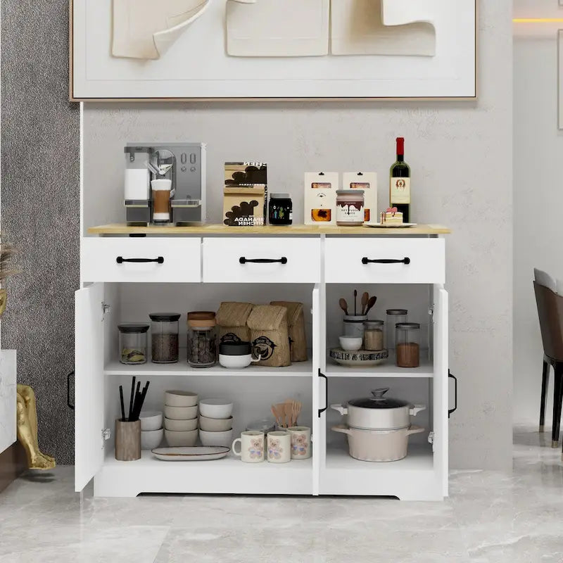 Farmhouse Sideboard Buffet Cabinet with 3 Drawers & 3 Doors