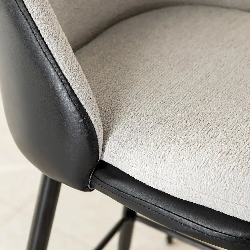 Mid-Century Swivel Bar Stools with Faux Leather & Chenille Cushion